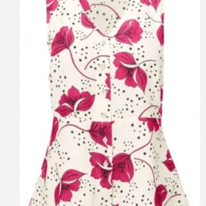 CAbi Floral Blouse in Pink and White